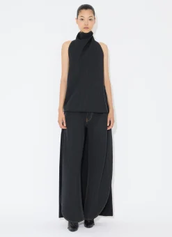 ASYMMETRICAL CAPE TOP IN WOOL DENIM