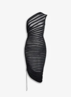ASYMMETRICAL SKELETON DRESS IN 3D KNIT