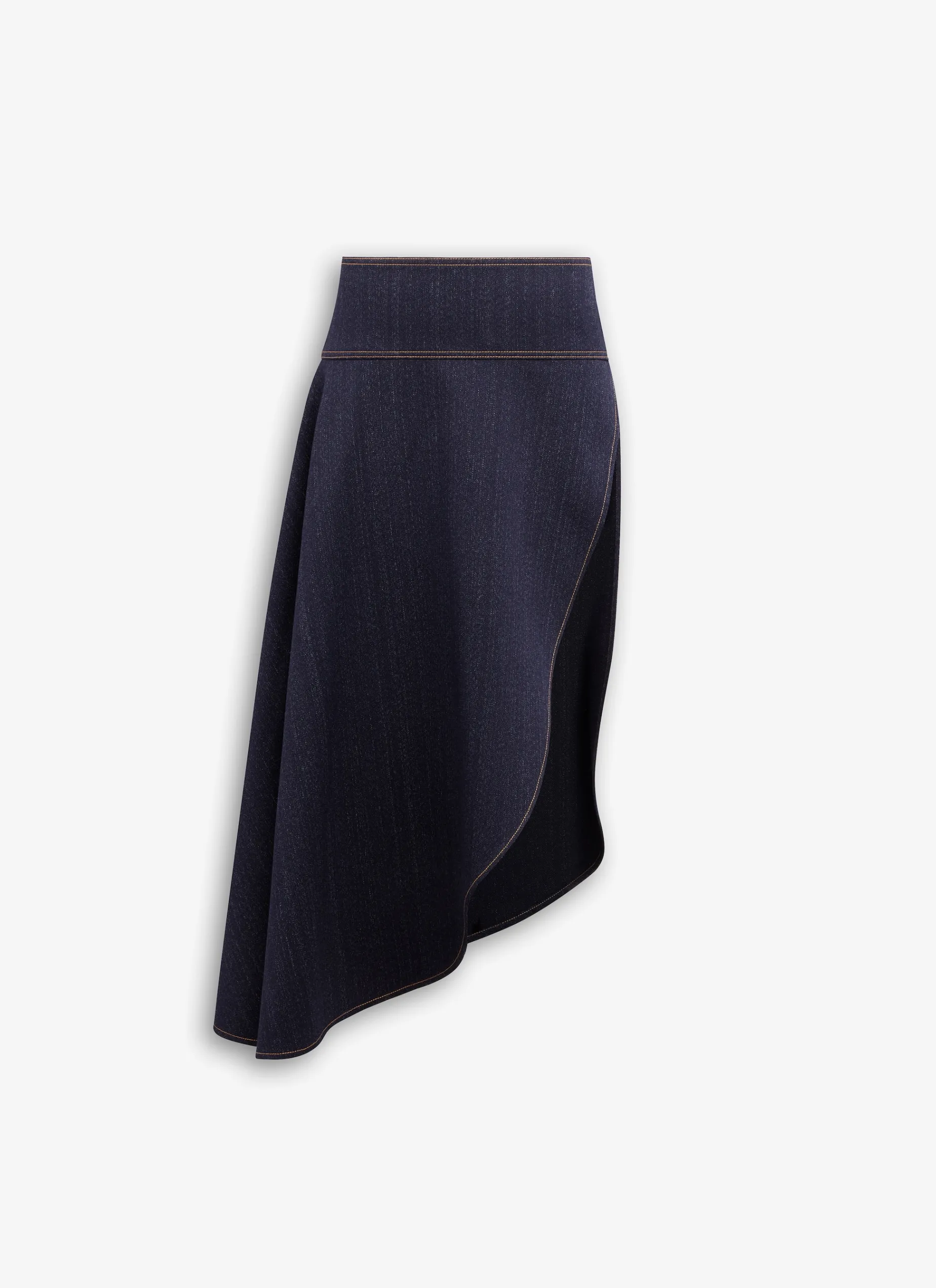 ASYMMETRICAL SKIRT IN WOOL DENIM