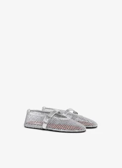 BALLET FLATS IN LAMINATED FISHNET