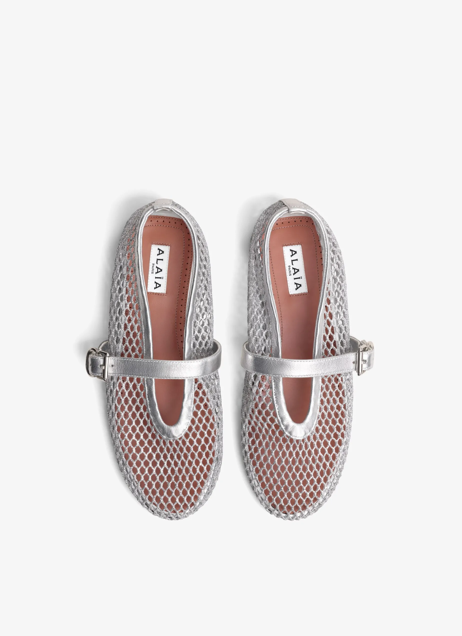 BALLET FLATS IN LAMINATED FISHNET