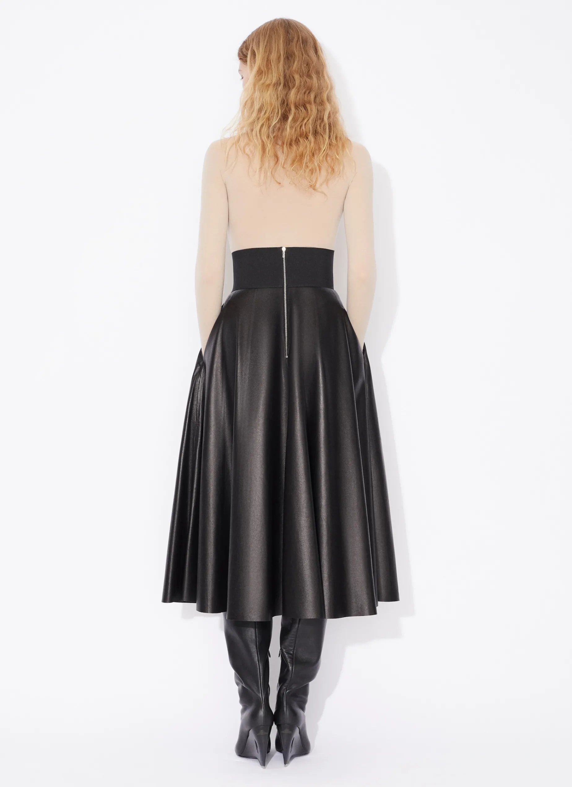 BELTED LAMBSKIN SKIRT