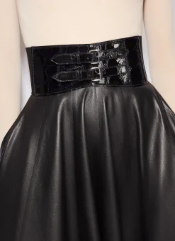 BELTED LAMBSKIN SKIRT