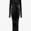 BODYCON MAXI DRESS IN SHINY VELVET KNIT