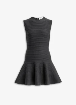 CIRCULAR RIBBED KNIT SKATER DRESS