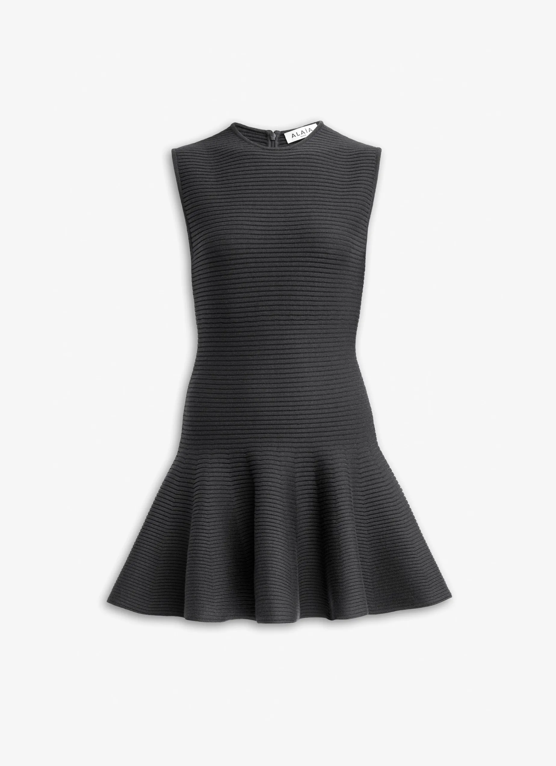 CIRCULAR RIBBED KNIT SKATER DRESS