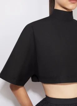 COTTON POPLIN HIGHNECK TOP