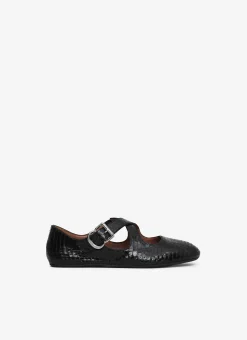 CRISS CROSS BALLET FLATS IN ELAPHE
