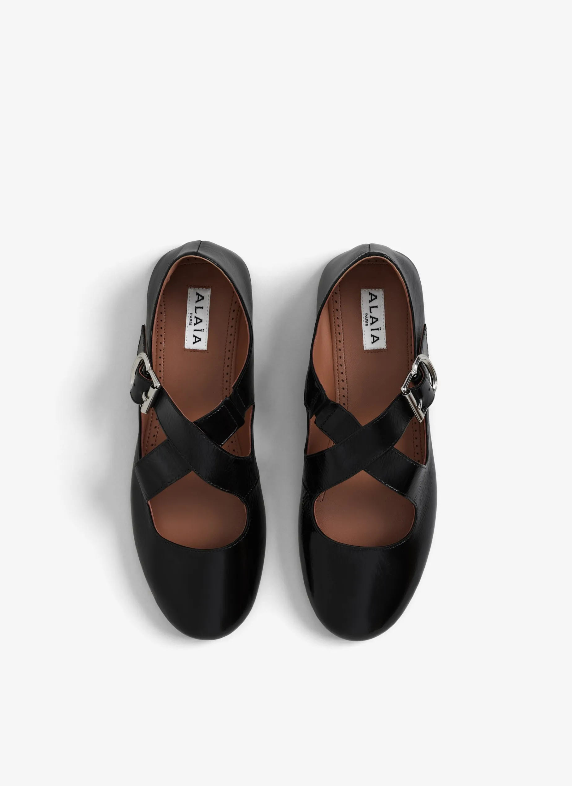 CRISS CROSS BALLET FLATS IN PATENT CALFSKIN