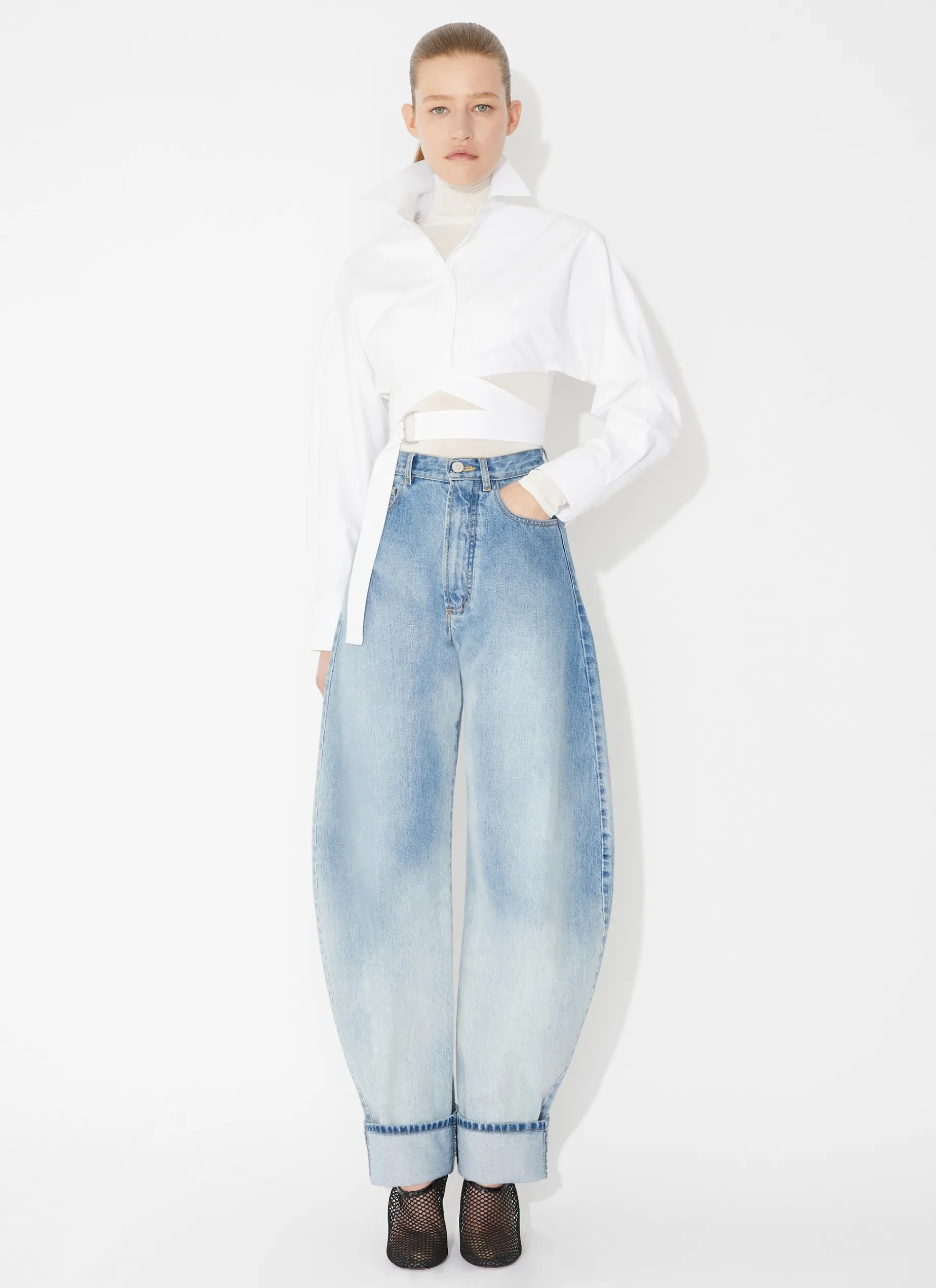 CROSS OVER SHIRT IN COTTON POPLIN