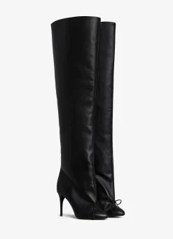 DECOLLETE OVER-THE-KNEE BOOTS IN CALFSKIN