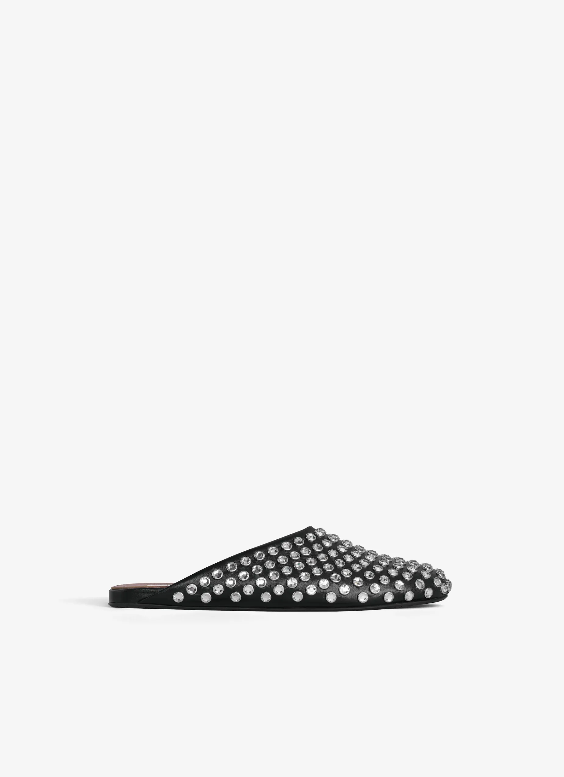 FLAT MULES IN STRASS LAMBSKIN