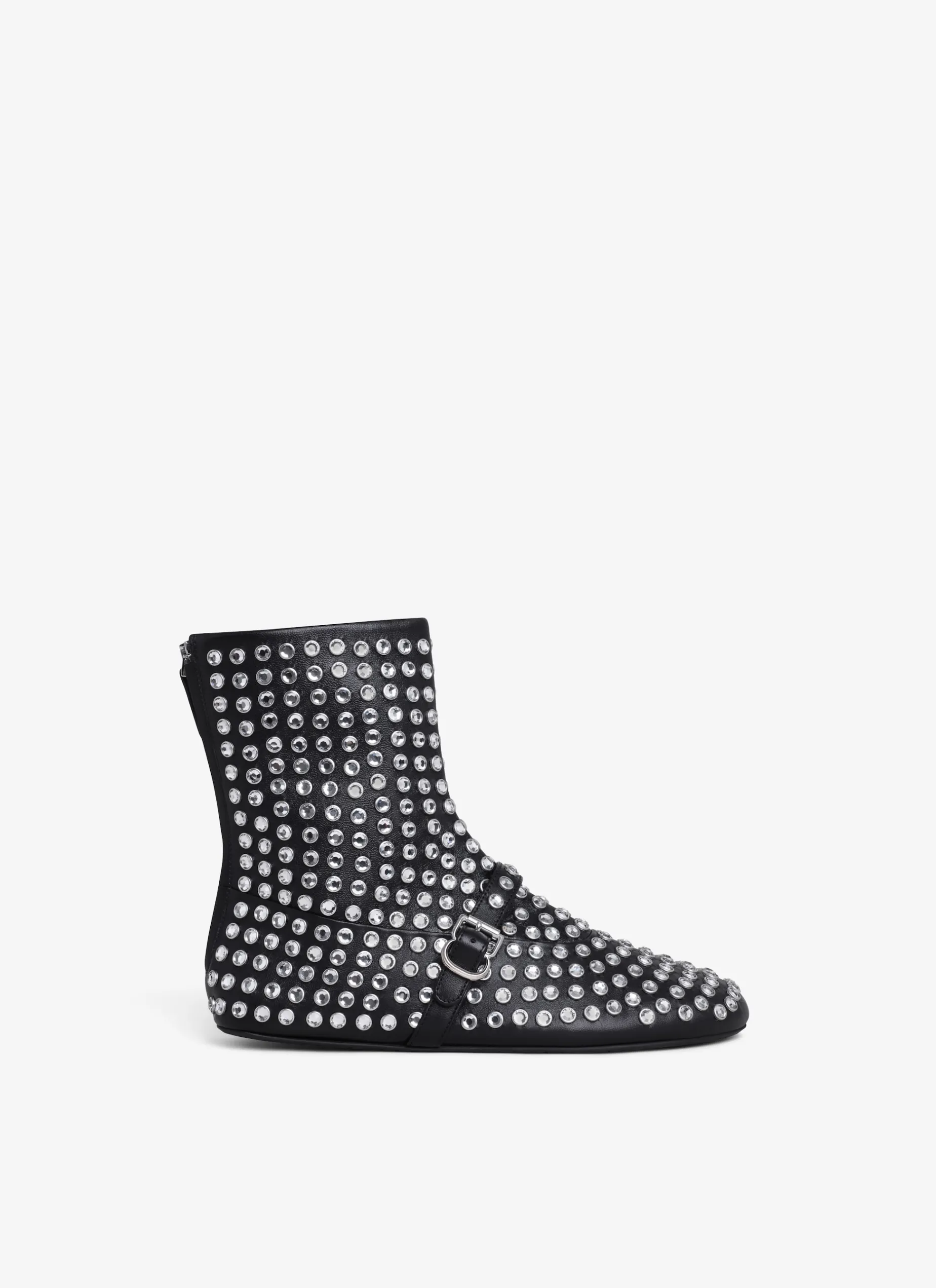 HIGH BALLET FLATS IN STRASS LAMBSKIN