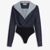 HOODED BODY SHIRT IN STRETCH RAW DENIM
