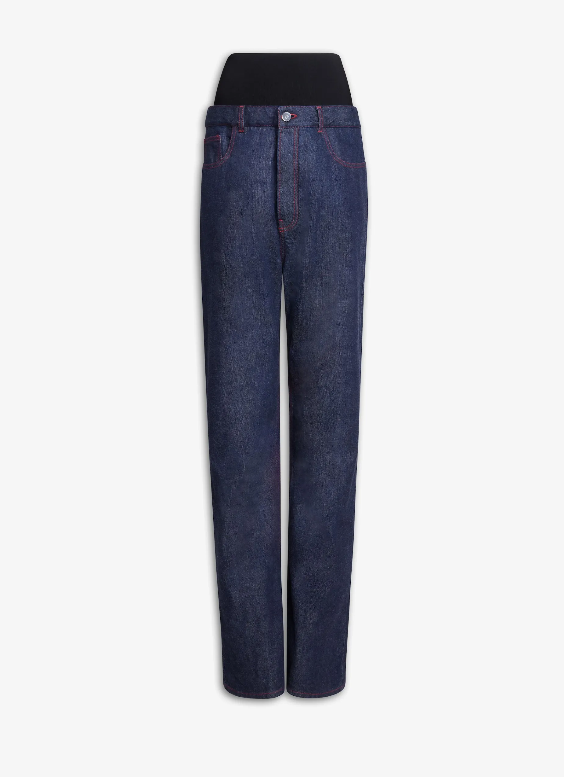 KNIT BAND JEANS IN RAW DENIM