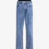 KNIT BAND JEANS IN SNOW DENIM