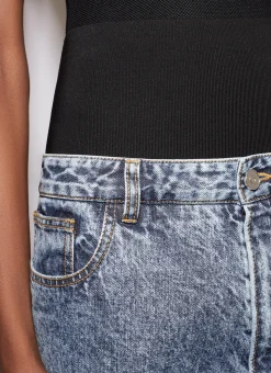 KNIT BAND JEANS IN SNOW DENIM