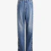 KNIT BAND JEANS IN STONE DENIM