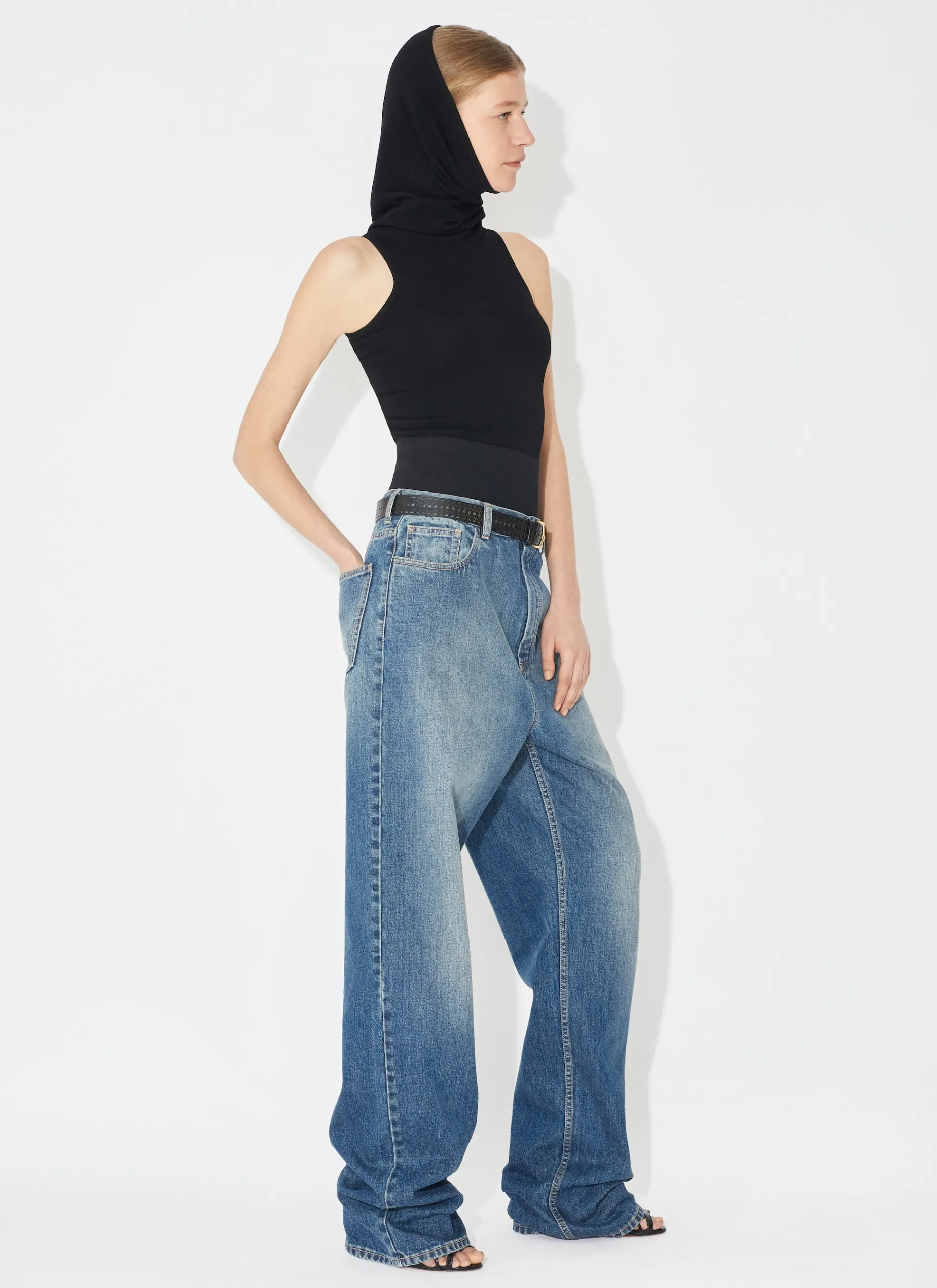 Knit Belt Denim Pant