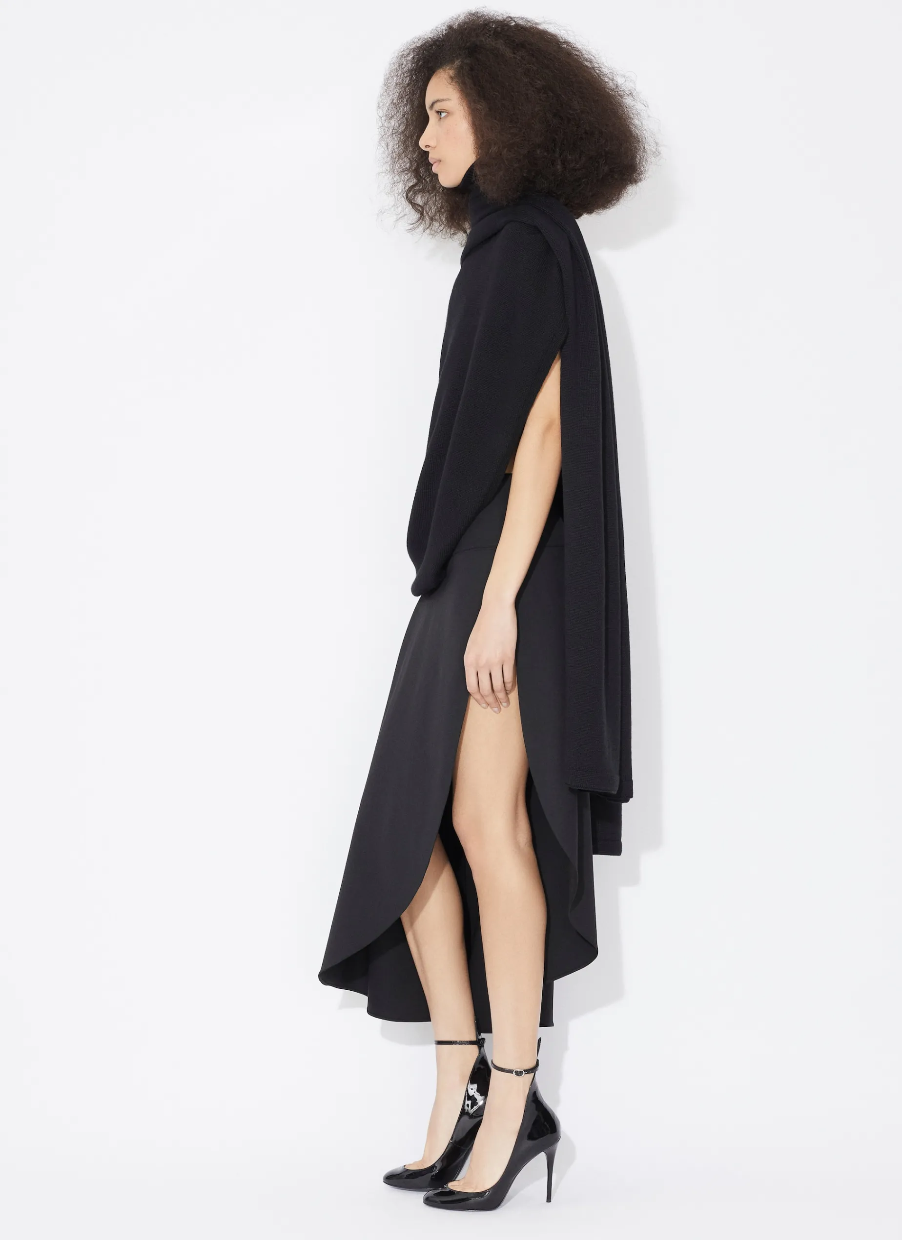 KNITTED ASYMMETRICAL CAPE JUMPER