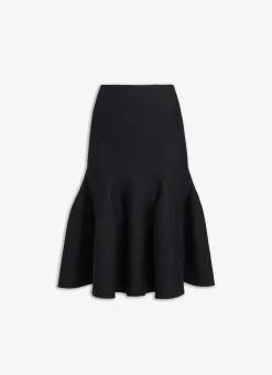 MIDI SKIRT IN SCULPTURAL GODET KNIT