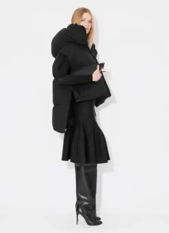 MIDI SKIRT IN SCULPTURAL GODET KNIT