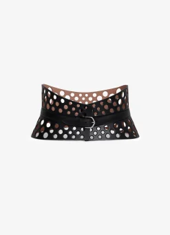 NEO BUSTIER BELT IN PERFORATED CALFSKIN