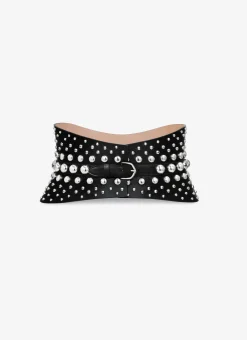 NEO BUSTIER BELT STUDS IN CALFSKIN