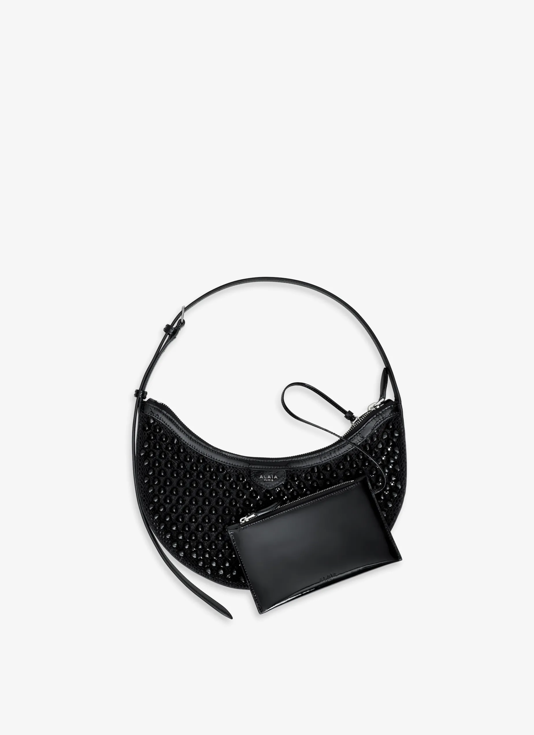 ONE PIECE DEMI LUNE BAG IN FISHNET PYRAMIDS