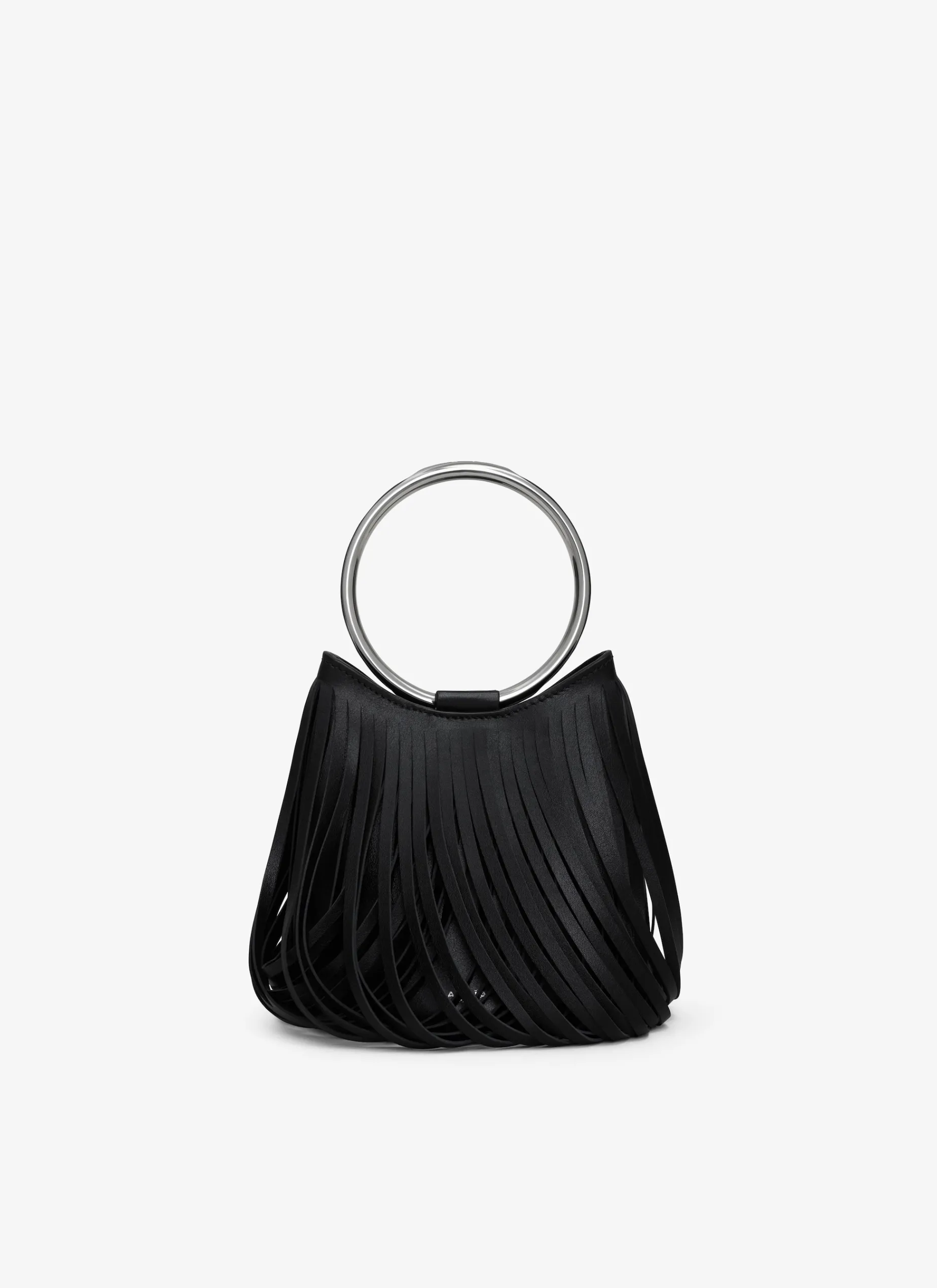 RING MINI BUCKET BAG IN FRINGED CALFSKIN