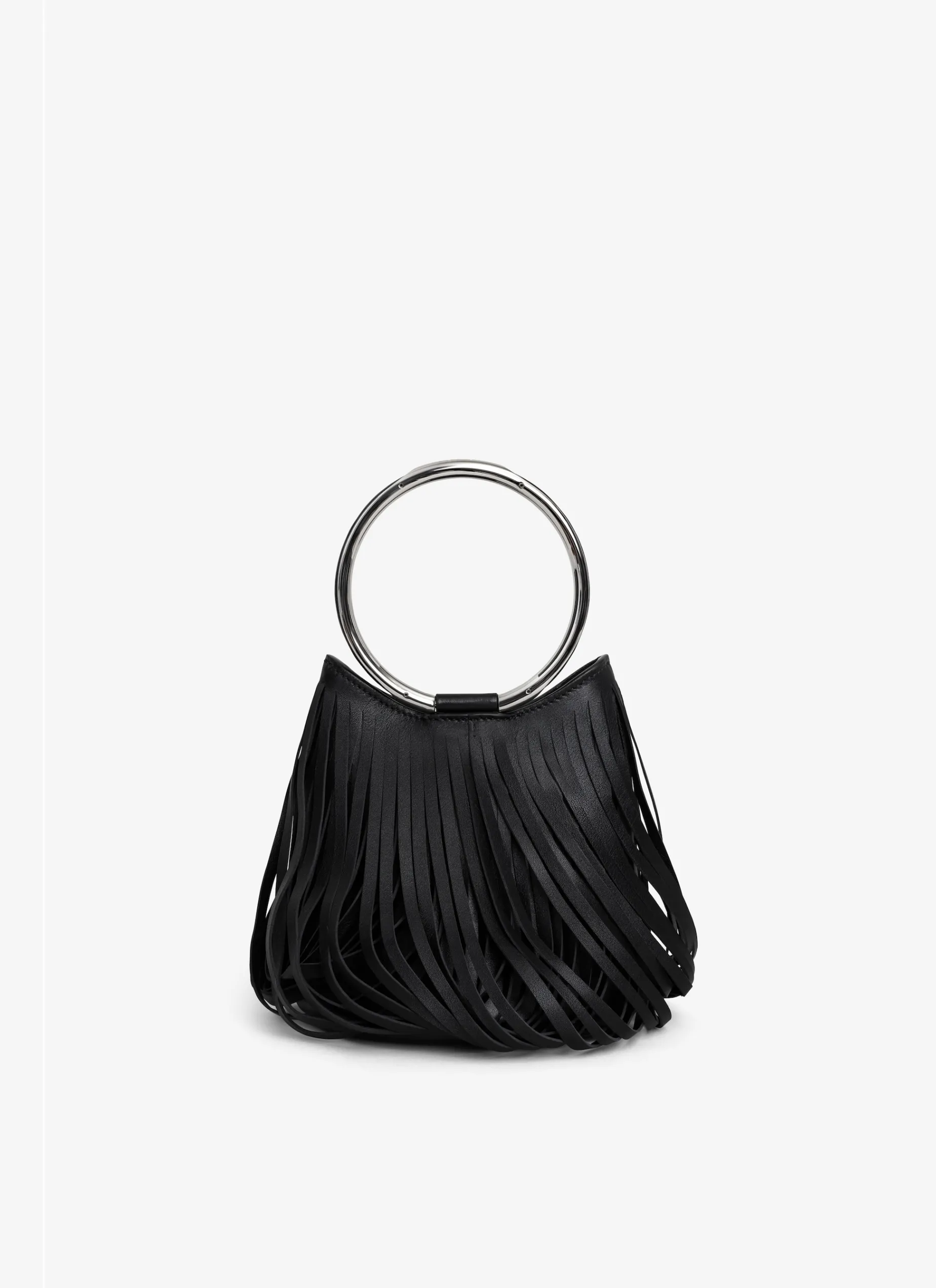 RING MINI BUCKET BAG IN FRINGED CALFSKIN