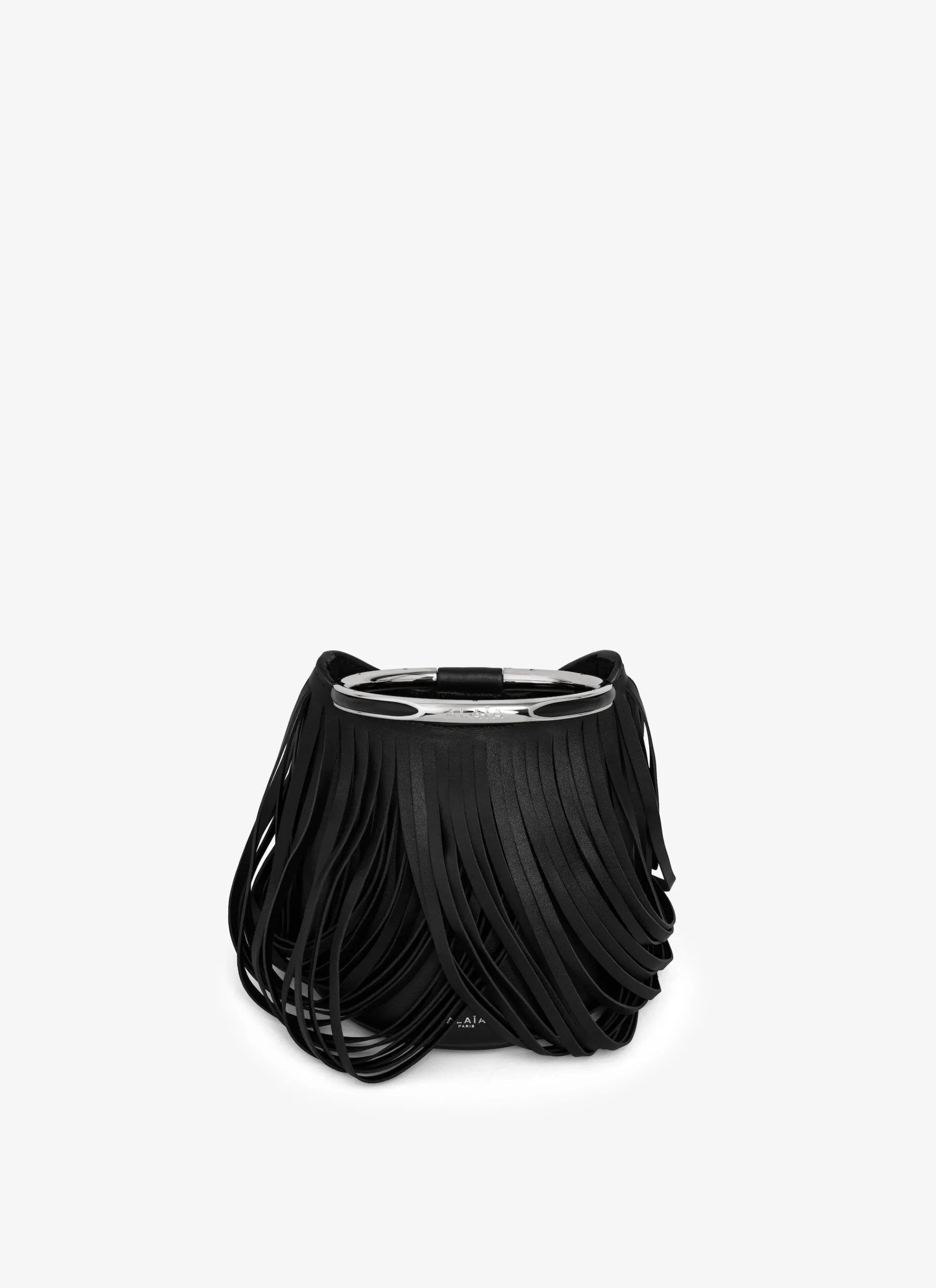 RING MINI BUCKET BAG IN FRINGED CALFSKIN