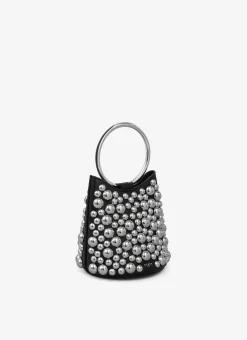 RING MINI BUCKET BAG WITH SPHERES ON CALFSKIN