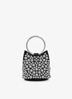 RING MINI BUCKET BAG WITH SPHERES ON CALFSKIN