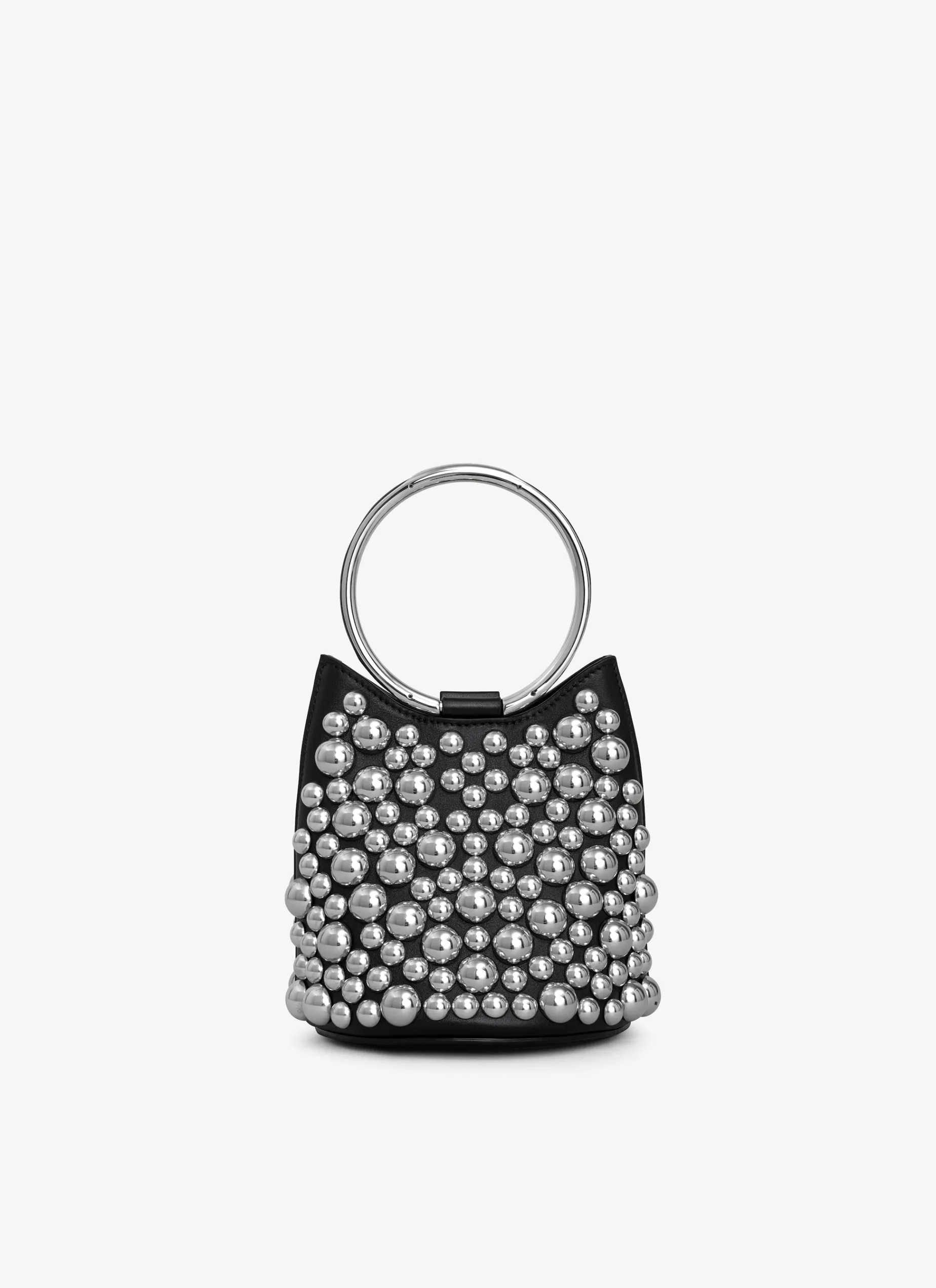 RING MINI BUCKET BAG WITH SPHERES ON CALFSKIN