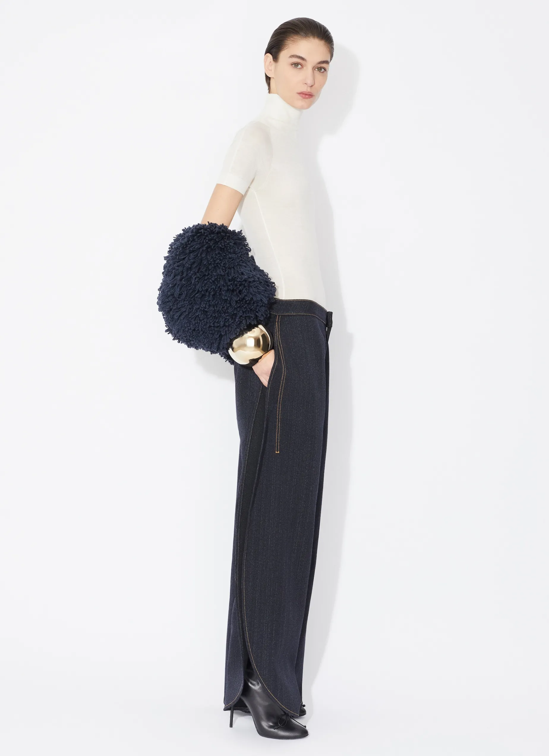 ROUND JEANS IN WOOL DENIM
