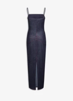 SPAGHETTI STRAPS DRESS IN STRETCH DENIM