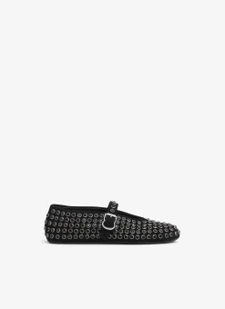 STRASS SUEDE BALLET FLATS