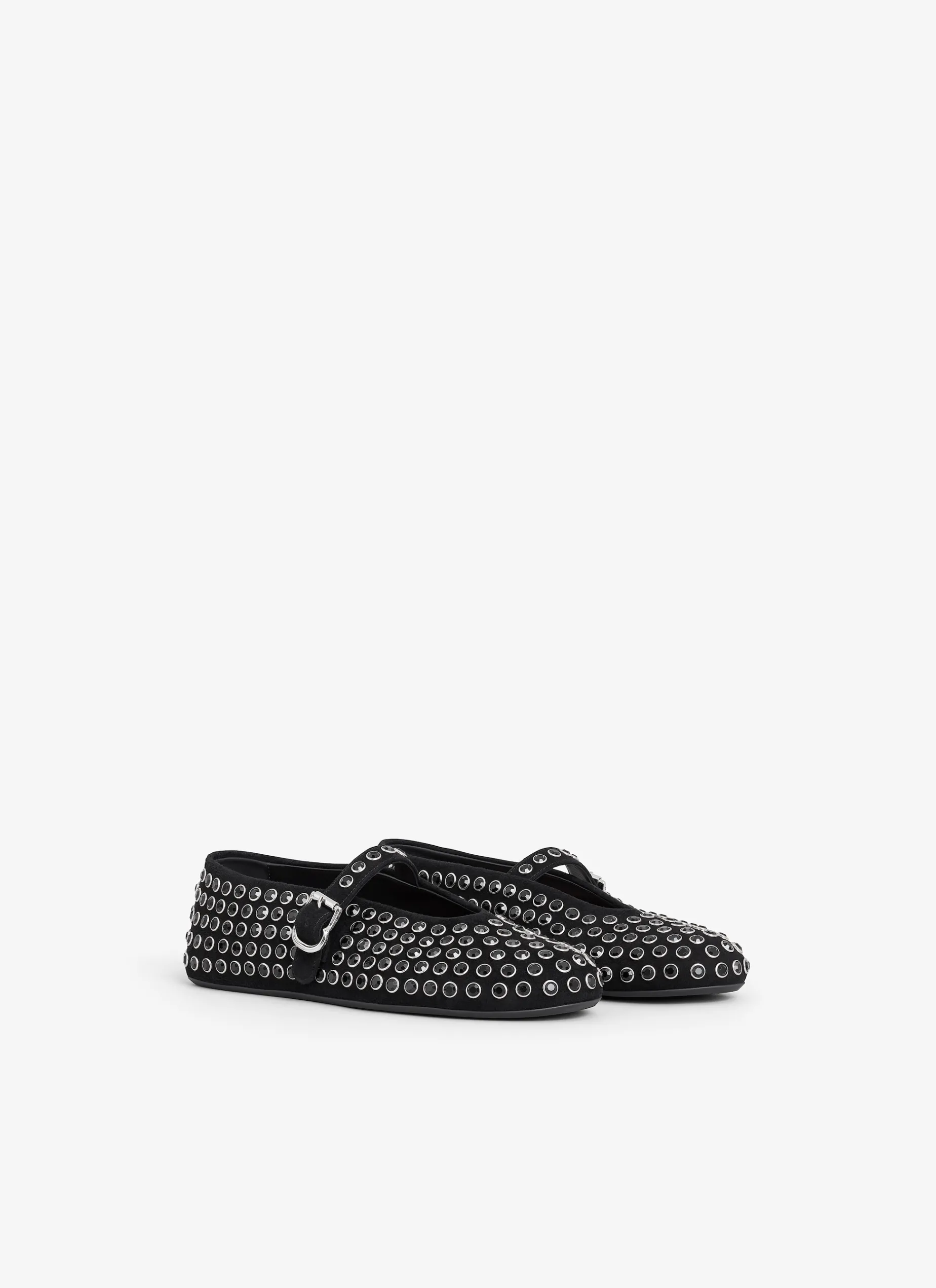 STRASS SUEDE BALLET FLATS