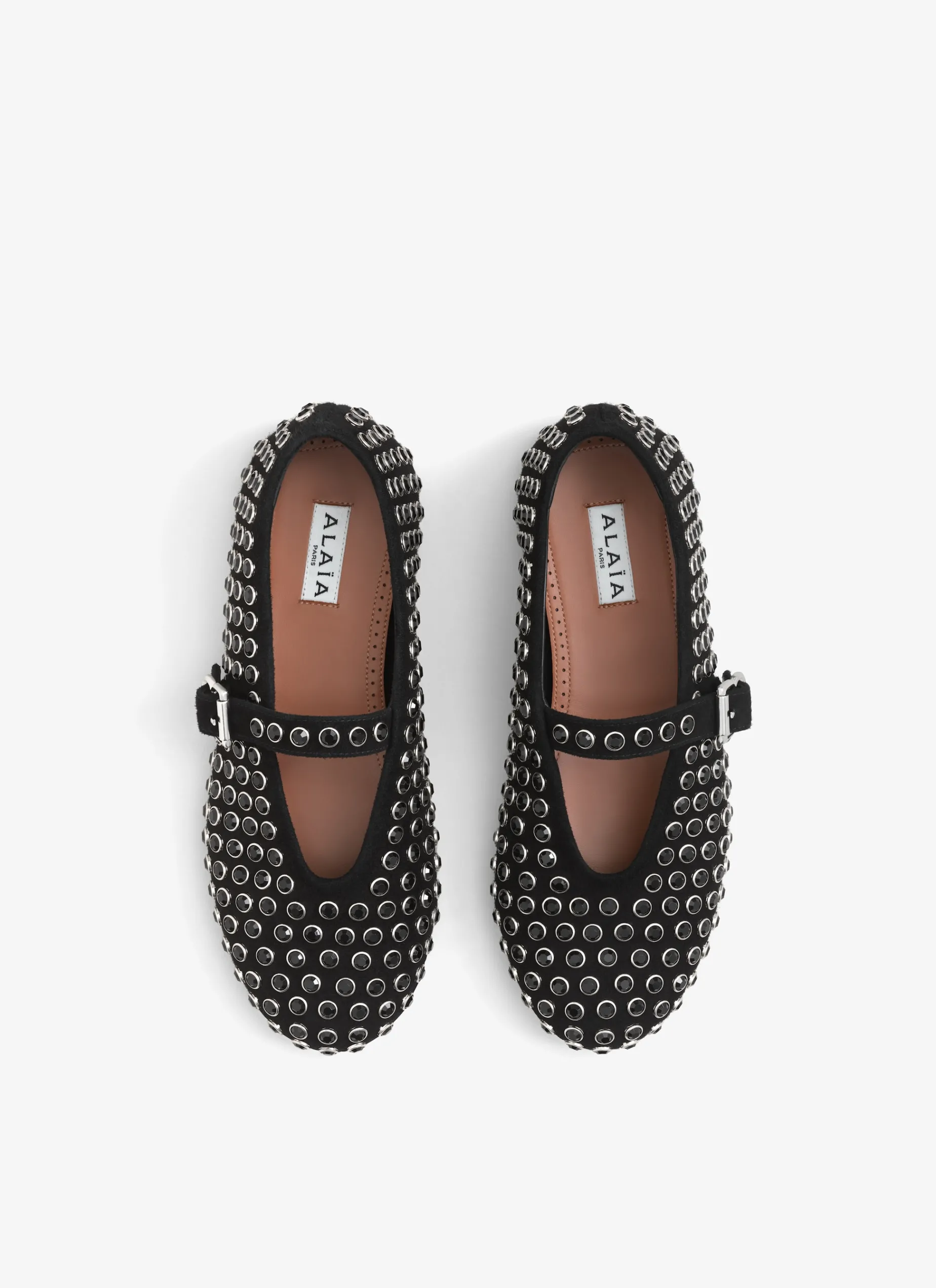 STRASS SUEDE BALLET FLATS